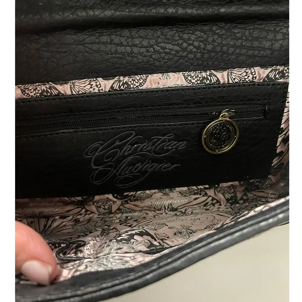 Christian Audigier Snake Clutch Magnetic Closure Python Envelope Purse